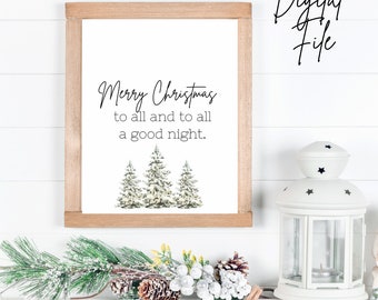 Merry Christmas Farmhouse Style Sign Christmas Wall Art Printable Farmhouse Christmas Decor