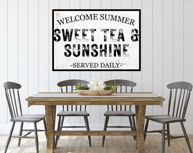 Sweet Tea & Sunshine Vintage Farmhouse Wall Art - Digital Download for Spring Home Decor