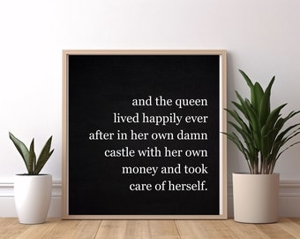 Farmhouse Decor Gift: Queen Lived Happily Ever After Digital Print - Inspirational Wall Art for Her
