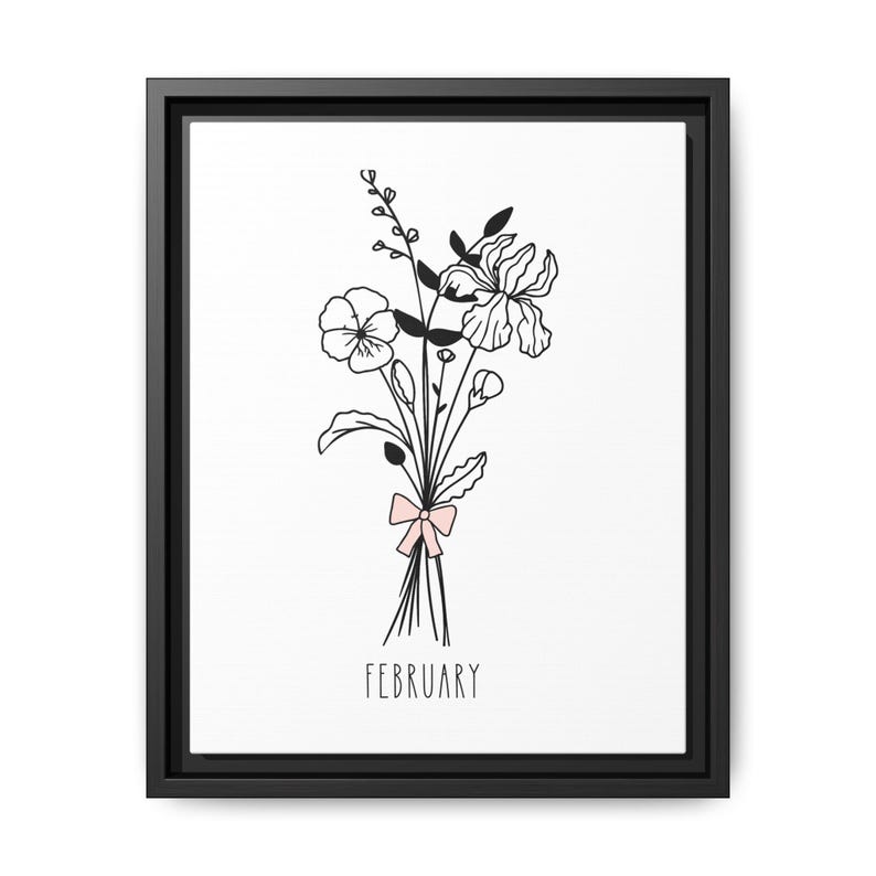 February Birth Flower Framed Canvas Print, Birth Month Floral Wall Art