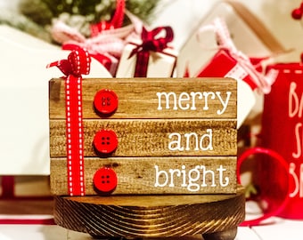 Merry & Bright Christmas Decor: Festive Holiday Tiered Tray Decor - Hot Cocoa Bar - Christmas Gift