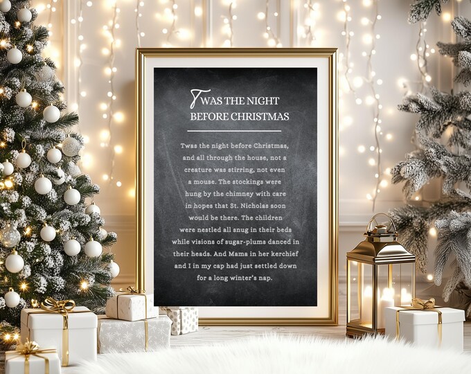 Vintage Christmas Storybook Wall Art Print, Matte Vertical Posters, Holiday Home Decor, Twas the Night before Christmas Poster, Xmas Print