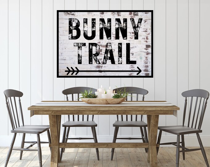 Vintage Bunny Trail Digital Print - Easter Farmhouse Wall Art - Instant Download