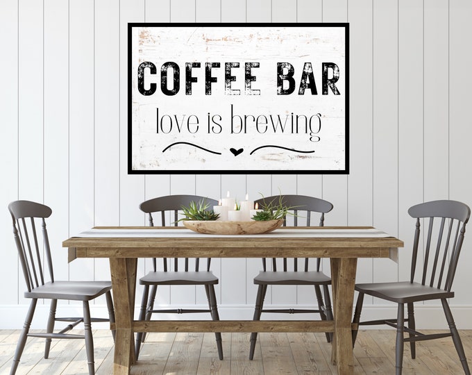 Coffee Bar Love is Brewing Digital Print - Instant Download - Coffee Lovers Decor - Kitchen Wall Decor