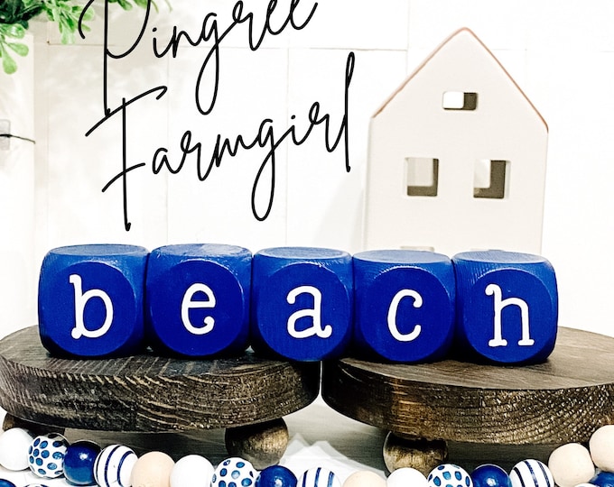 Beach Tiered Tray Decor Coastal Blue Beach Blocks Summer Tiered Tray Decor