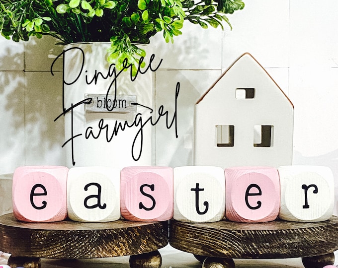 Easter Tiered Tray Decor / Easter Wood Block Sign / Pastel Spring Decor
