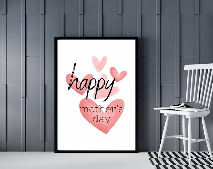 Happy Mother's Day Colorful Art Sign - Minimalist Wall Art Printable - Mother's Day Wall Decor
