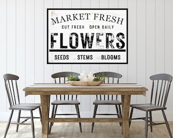 Springtime Market Fresh Flowers Digital Print - Farmhouse Wall Decor - Instant Download