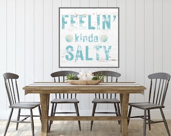 Feelin' Kinda Salty Beach Sign - Coastal Wall Decor for Summer Vibes - Vintage Nautical Theme