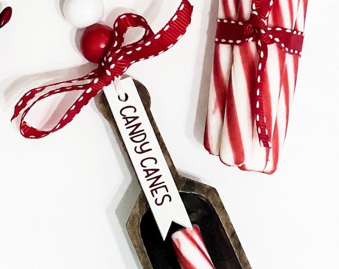 Candy Canes Wood Beaded Garland Scoop, Christmas Tiered Tray Decor, Candy Cane Decor