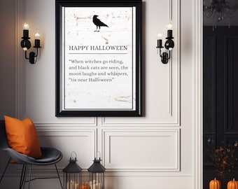 Vintage Halloween Poem Digital Print for Spooky House Decor - Farmhouse Style Wall Art - Halloween Wall Decor - Rustic Style Art Print