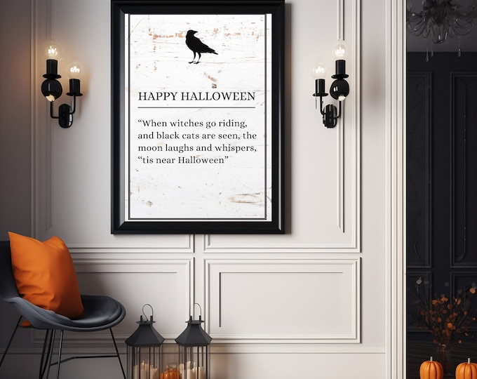 Vintage Halloween Poem Digital Print for Spooky House Decor - Farmhouse Style Wall Art - Halloween Wall Decor - Rustic Style Art Print