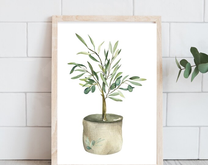 Spring Greenery - Olive Tree Print - Digital Art - Farmhouse Wall Decor - Instant Download - Botanical Home Decor