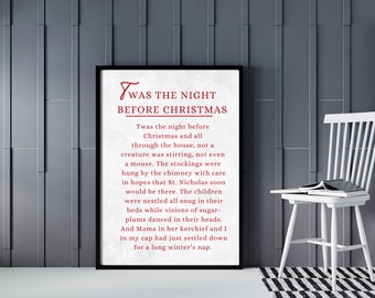 Twas The Night Before Christmas Story Sign - Gallery Wall Art Printable - Farmhouse Christmas Wall Decor