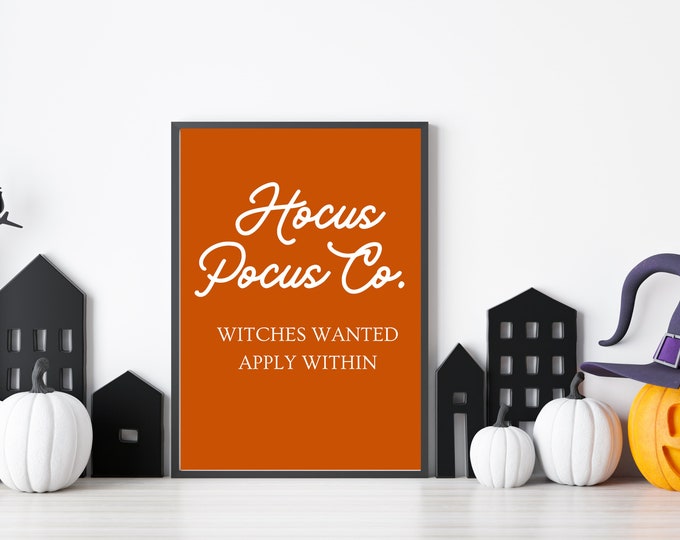 Halloween Wall Art - Hocus Pocus Co Digital Art Print - Haunted House Decor - Witchy Halloween Wall Decor