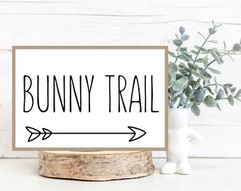 Easter Bunny Trail Digital Print in Rae Dunn Font - Farmhouse Wall Art - Instant Download