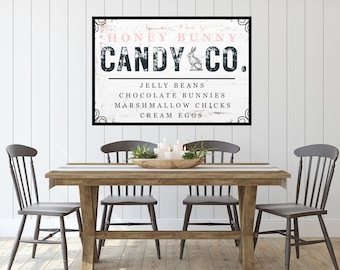 Honey Bunny Candy Co Wall Art - Easter Rustic Farmhouse Decor - Instant Download Printable