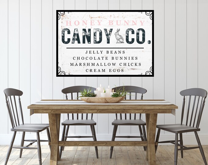 Honey Bunny Candy Co Wall Art - Easter Rustic Farmhouse Decor - Instant Download Printable