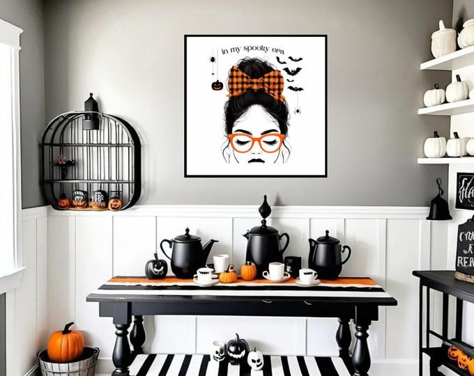 Glamour Girl Halloween Digital Art Print | Spooky Era Printable Wall Decor | Chic Halloween Aesthetic