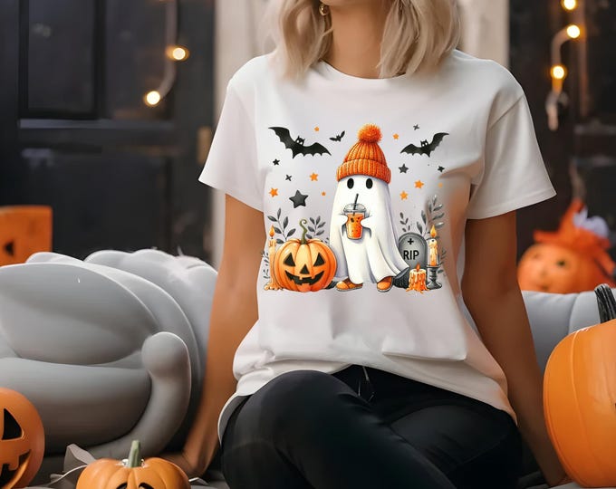 Halloween Ghost Graveyard Tee - Unisex Jersey Short Sleeve T-Shirt, Fall Top, Women's Fall Fashion Shirt