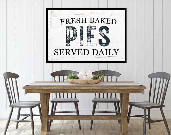 Rustic Farmhouse Kitchen Decor: Fresh Baked Pies Served Daily - Digital Print Instant Download