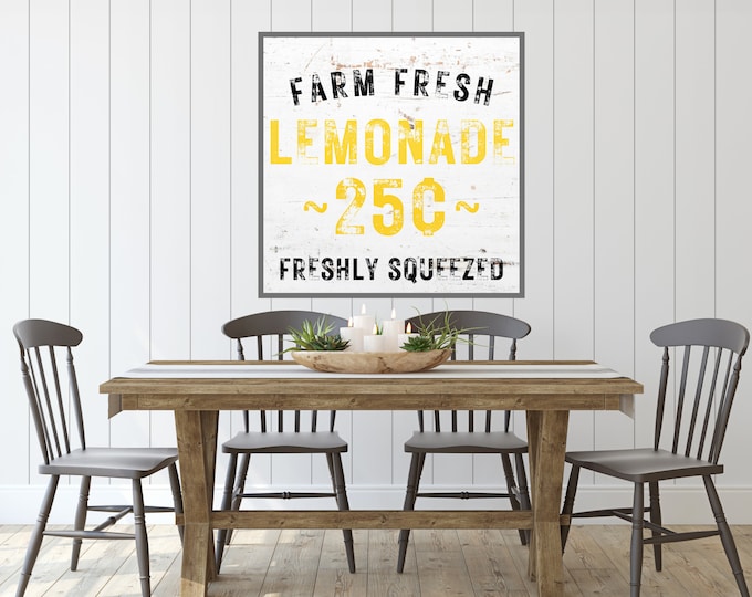 Farm Fresh Lemonade Rustic Farmhouse Sign - Vintage Summer Decor - Instant Download Digital Print