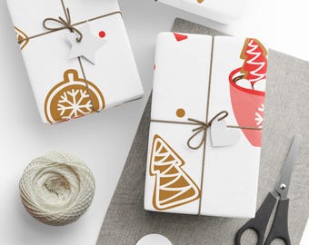Wrapping Papers, Hot Cocoa Gift Wrap, Festive Print, Christmas Present Wrap, Holiday Gift Packaging, Winter Celebration Paper