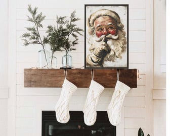 Vintage Santa Framed Canvas Print, Old World Santa Face, Sepia Wall Decor, Santa Wall Hanging, Old Fashioned Santa Canvas, Christmas Art
