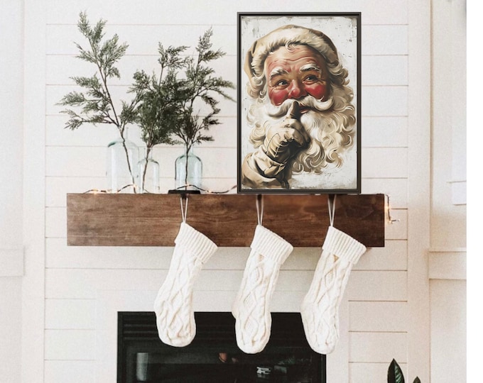 Vintage Santa Framed Canvas Print, Old World Santa Face, Sepia Wall Decor, Santa Wall Hanging, Old Fashioned Santa Canvas, Christmas Art