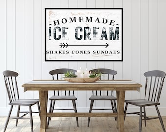 Ice Cream Shop Decor: Wall Hanging Digital Print - Rustic Farmhouse Wall Art