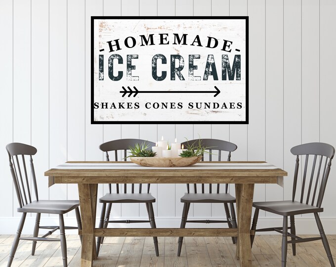 Ice Cream Shop Decor: Wall Hanging Digital Print - Rustic Farmhouse Wall Art
