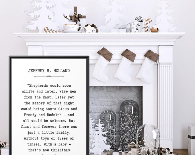 How Christmas Began Framed Canvas Print - Inspirational Jeffrey Holland Christmas Quote - Farmhouse Christmas Wall Art - Holiday Faith Decor