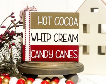 Handmade Hot Cocoa Bar Wood Sign, Farmhouse Christmas Decor, Tiered Tray Display