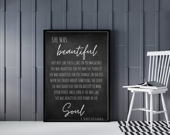 Rustic Chic F. Scott Fitzgerald Print - Elegant Housewarming Gift - Farmhouse Style Wall Art - Digital Print - Gift for Her