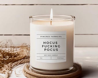 Sarcastic Hocus Pocus Candle - 9oz Soy, Non-Toxic, Fall Scented Gift, Whimsical Halloween Candle - Fun & Aesthetic Gift for Best Friends