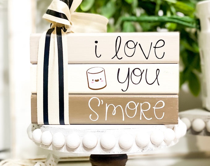 I Love You S'more Wood Sign - Cute Typography Farmhouse Decor - Marshmallow Decor