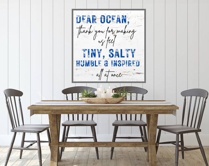 Dear Ocean Coastal Beach Sign - Digital Download for Coastal Wall Decor - Love Letter to the Ocean - Tropical Wall Decor, Beach House Gift
