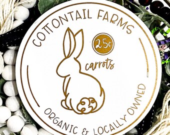 Carrots 25 Cents! Adorable Easter Bunny Wood Sign from Cottontail Farms - Easter Tiered Tray Decor - Easter Basket Gift