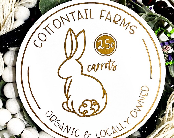 Carrots 25 Cents! Adorable Easter Bunny Wood Sign from Cottontail Farms - Easter Tiered Tray Decor - Easter Basket Gift