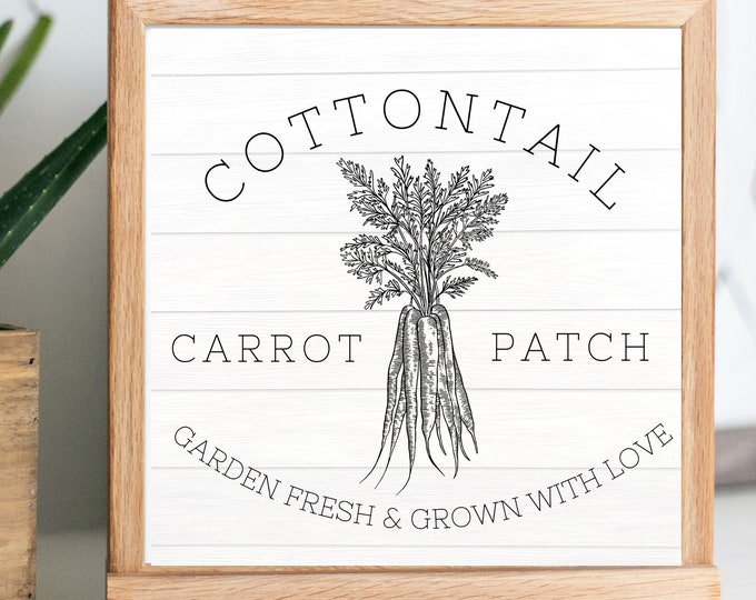 Rustic Farmhouse Cottontail Carrot Patch 20x20 Art Print - Digital Print Instant Download - Easter Wall Decor - Easter Gift
