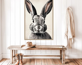 Easter Bunny Watercolor Digital Print - Farmhouse Bunny Wall Art, Cottage core Rabbit Decor, Vintage Bunny Poster, Spring Digital Download