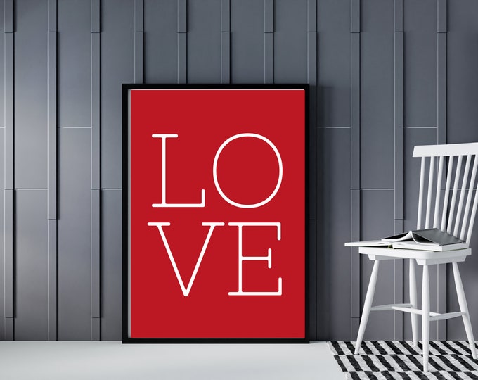 Love Farmhouse Style Valentine's Day Sign - Minimalist Wall Art Printable - Valentine Wall Decor