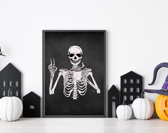 Rustic Halloween Skeleton Sign - Spooky Wall Art for Haunted House Decor - Skeleton Wall Art - Halloween Decor for Fall and Spooky Vibes