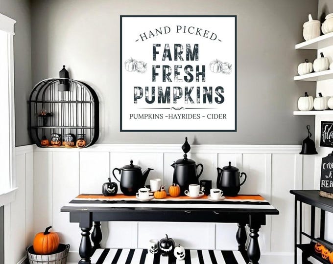 Rustic Pumpkin Wall Art - Halloween Digital Print - Fall Farmhouse Decor  - Farm Fresh Pumpkins Print - Autumn Home Decor