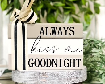 Charming Love Quote Sign for Farmhouse Bedroom Decor, Handcrafted Wood Sign with Romantic Message for Tiered Tray Decor