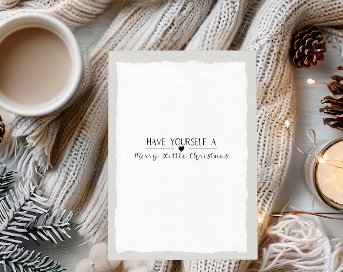 Have Yourself a Merry Little Christmas Art Print | Handmade Deckled Edge Paper | Vintage Holiday Wall Decor | Festive Christmas Print