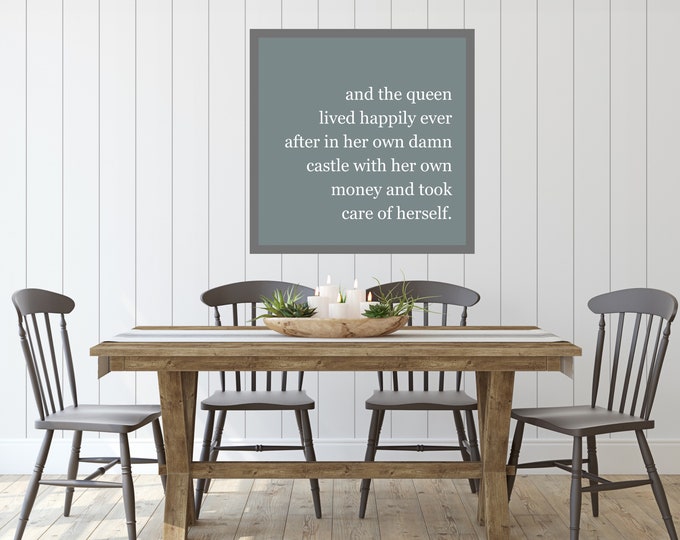 Empowering Wall Decor: Queen Lived Happily Ever After Digital Print - Farmhouse Style Gift for Her