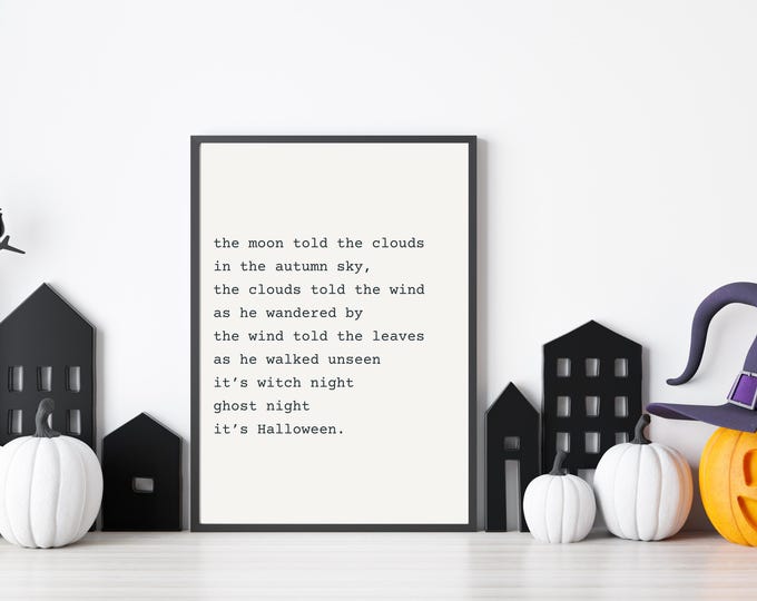 Vintage Style Halloween Poem Print for Rustic Home Decor - Cream Haunted Art - Spooky Halloween Digital Art Print - Rustic Halloween Decor