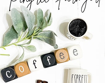 Gorgeous Typography 1.5 inch Coffee Blocks for Entryway Decor, Gift for Her - Coffee Lover's Delight: Coffee Bar Display