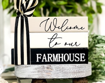 Welcome Guests with This Elegant Typography Sign, Handmade Wooden Sign for Tiered Tray Displays